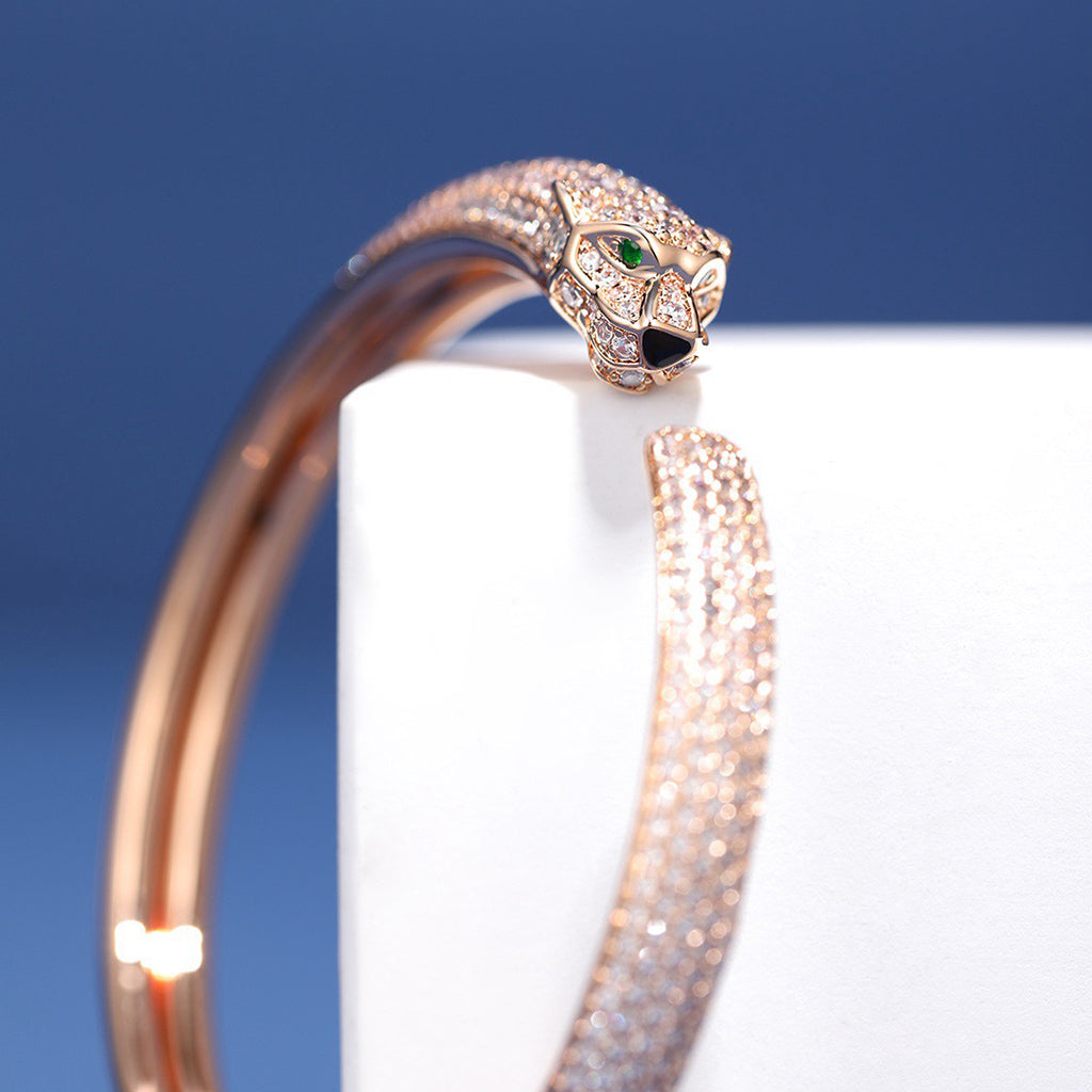 [⭐Aura]PANTHERE FULL DIAMOND OPEN BRACELET