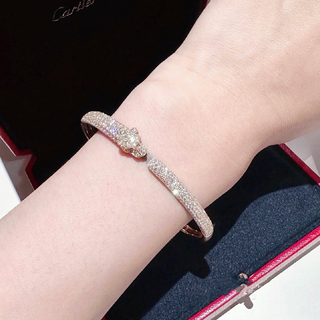 [⭐Aura]PANTHERE FULL DIAMOND OPEN BRACELET