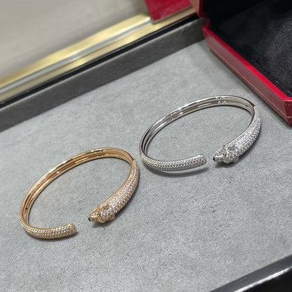 [⭐Aura]PANTHERE FULL DIAMOND OPEN BRACELET