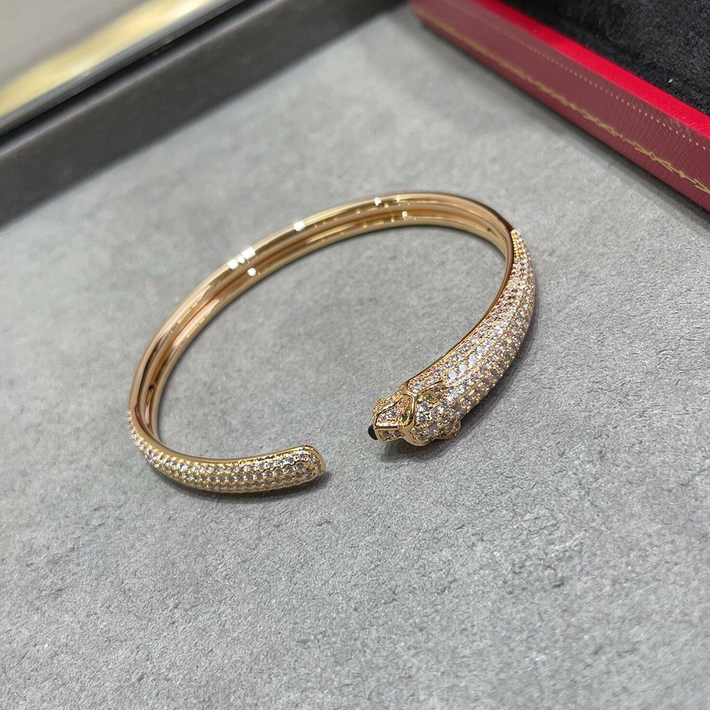 [⭐Aura]PANTHERE FULL DIAMOND OPEN BRACELET