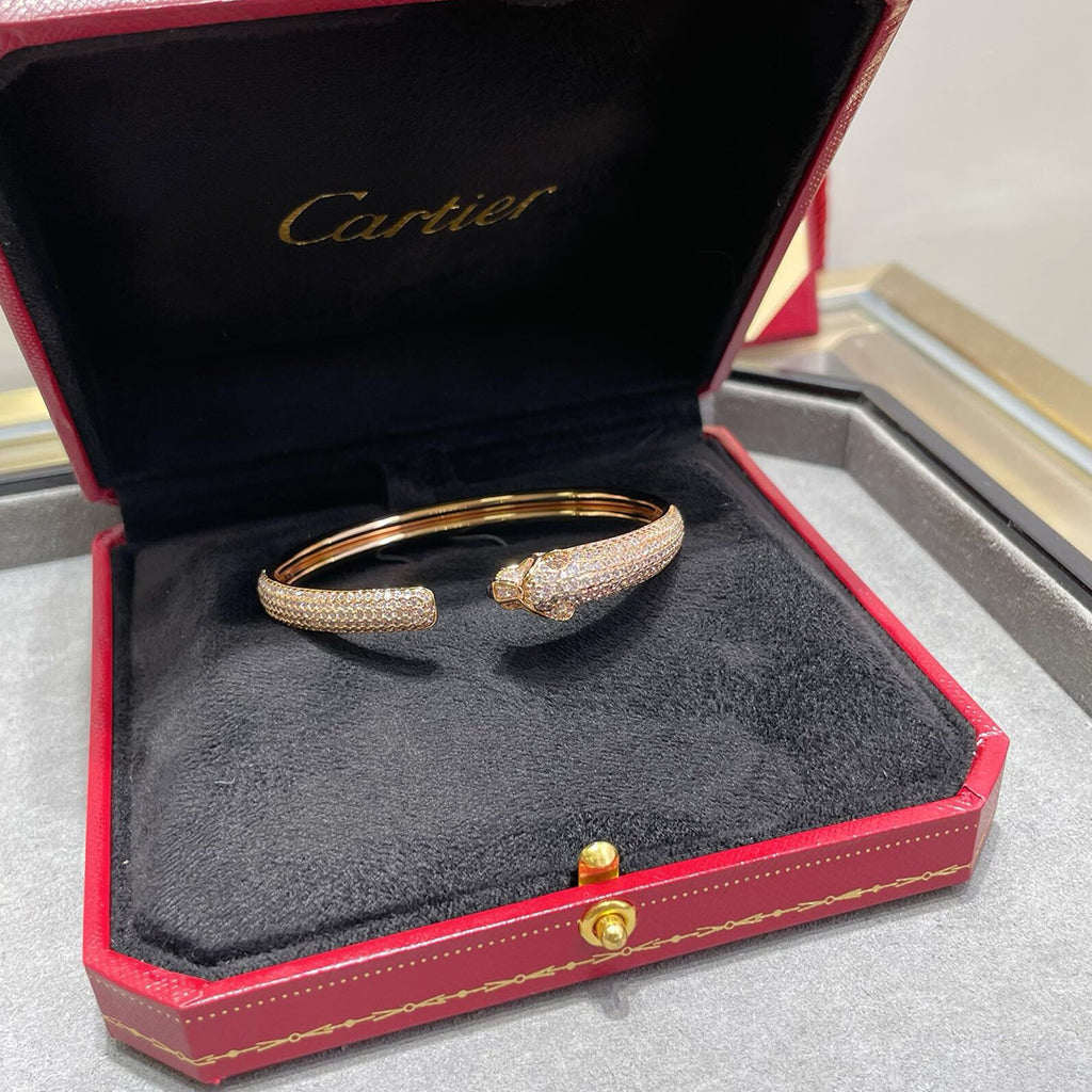 [⭐Aura]PANTHERE FULL DIAMOND OPEN BRACELET