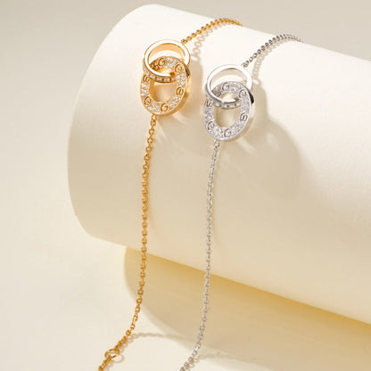 [⭐Aura]LOVE DOUBLE RING FULL DIAMOND BRACELET