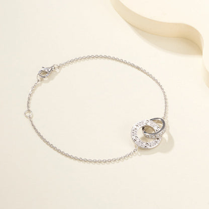 [⭐Aura]LOVE DOUBLE RING FULL DIAMOND BRACELET