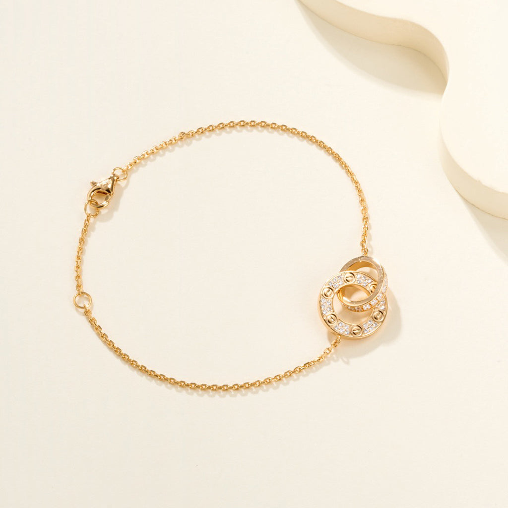 [⭐Aura]LOVE DOUBLE RING FULL DIAMOND BRACELET