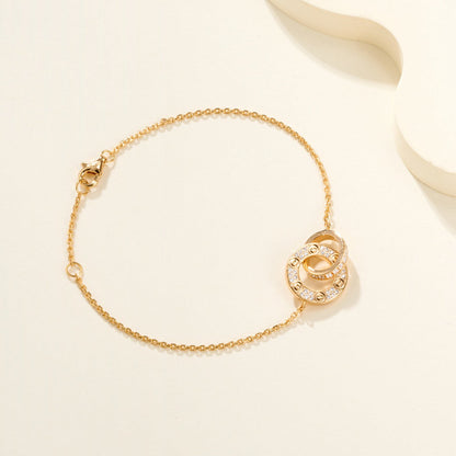 [⭐Aura]LOVE DOUBLE RING FULL DIAMOND BRACELET