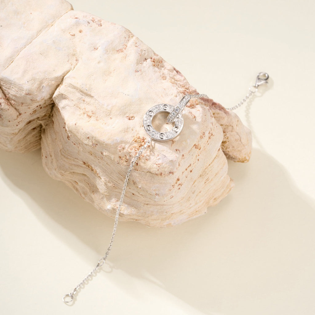 [⭐Aura]LOVE DOUBLE RING FULL DIAMOND BRACELET