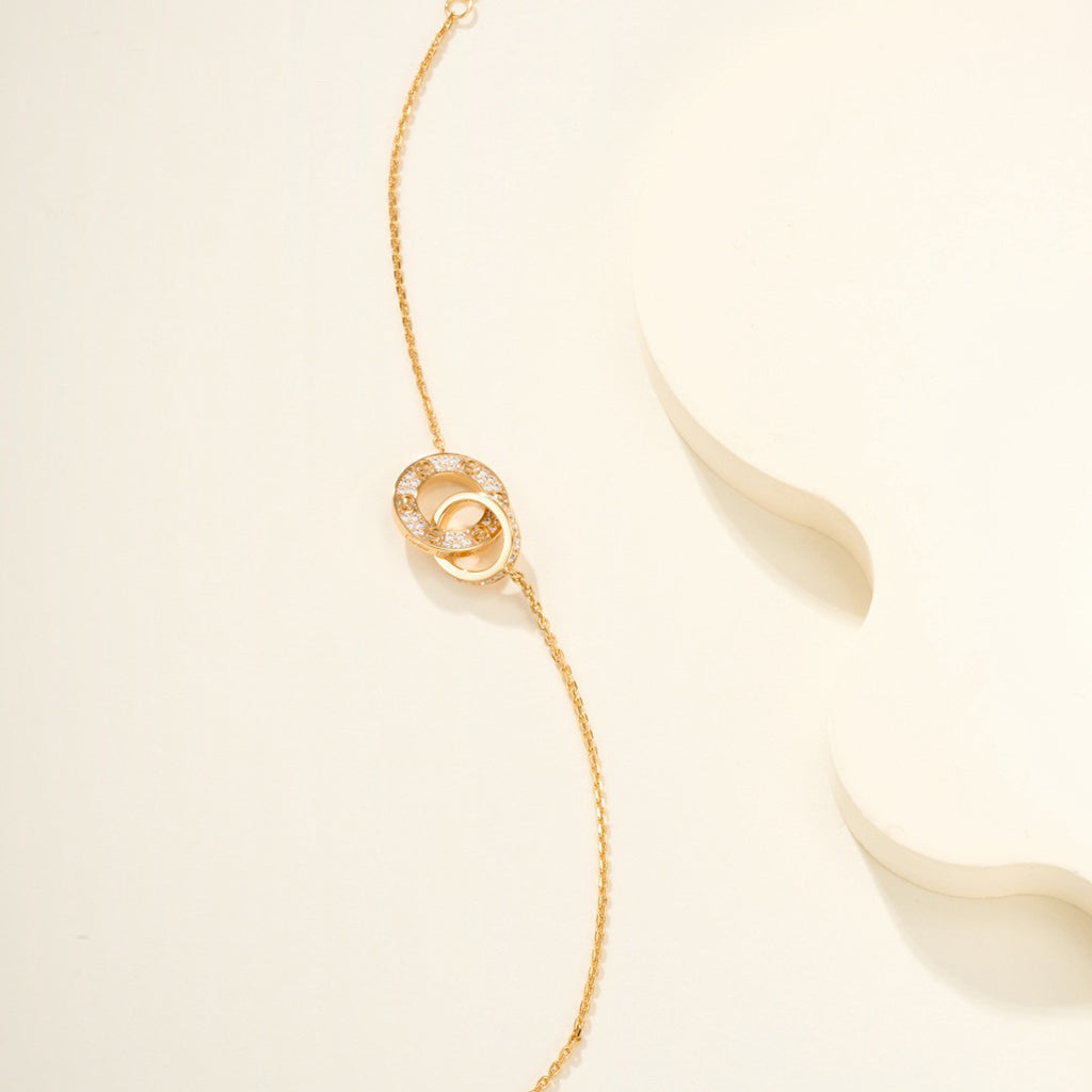[⭐Aura]LOVE DOUBLE RING FULL DIAMOND BRACELET