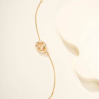 [⭐Aura]LOVE DOUBLE RING FULL DIAMOND BRACELET