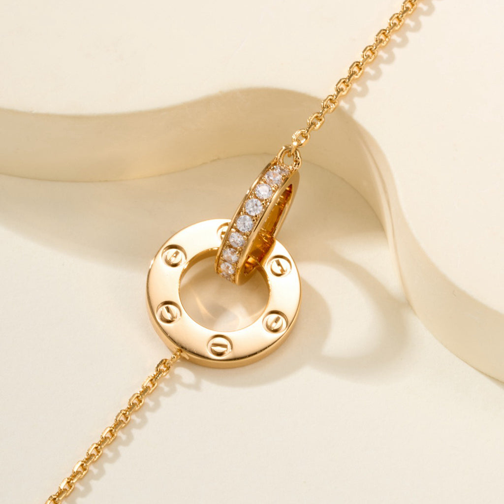 [⭐Aura]LOVE DOUBLE RING FULL DIAMOND BRACELET