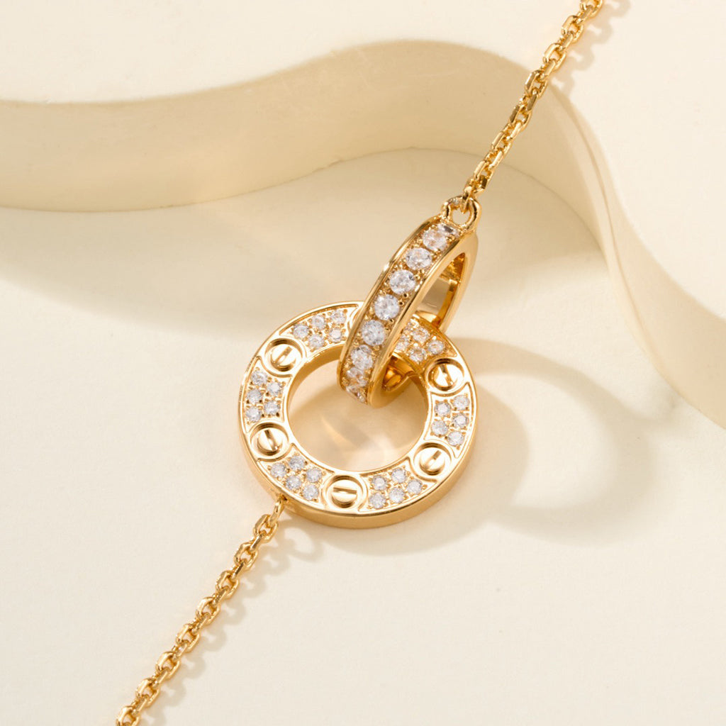 [⭐Aura]LOVE DOUBLE RING FULL DIAMOND BRACELET