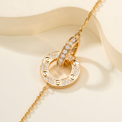 [⭐Aura]LOVE DOUBLE RING FULL DIAMOND BRACELET