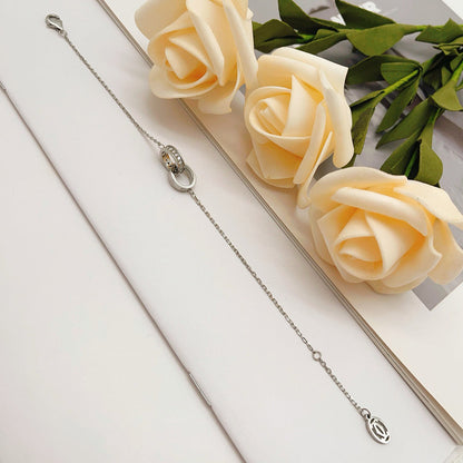 [⭐Aura]LOVE DOUBLE RING HALF DIAMOND BRACELET