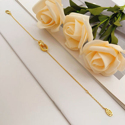 [⭐Aura]LOVE DOUBLE RING HALF DIAMOND BRACELET