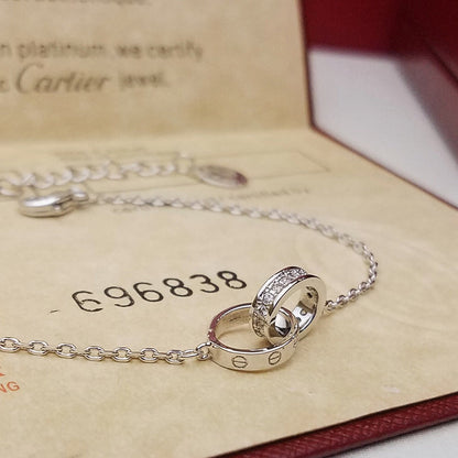 [⭐Aura]LOVE DOUBLE RING HALF DIAMOND BRACELET