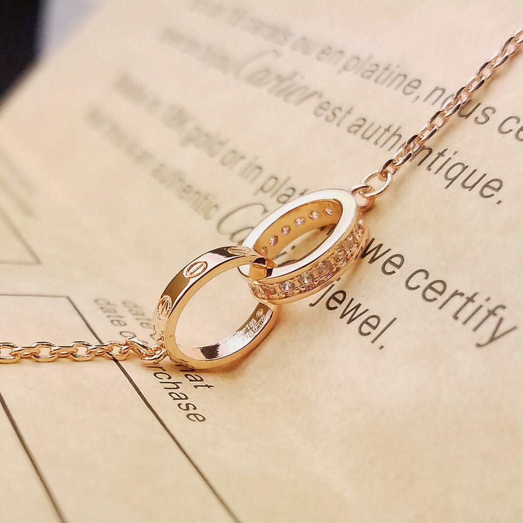 [⭐Aura]LOVE DOUBLE RING HALF DIAMOND BRACELET