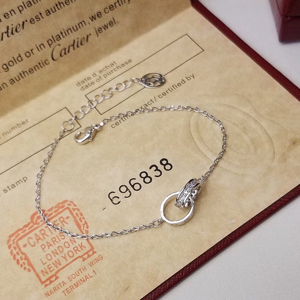 [⭐Aura]LOVE DOUBLE RING HALF DIAMOND BRACELET