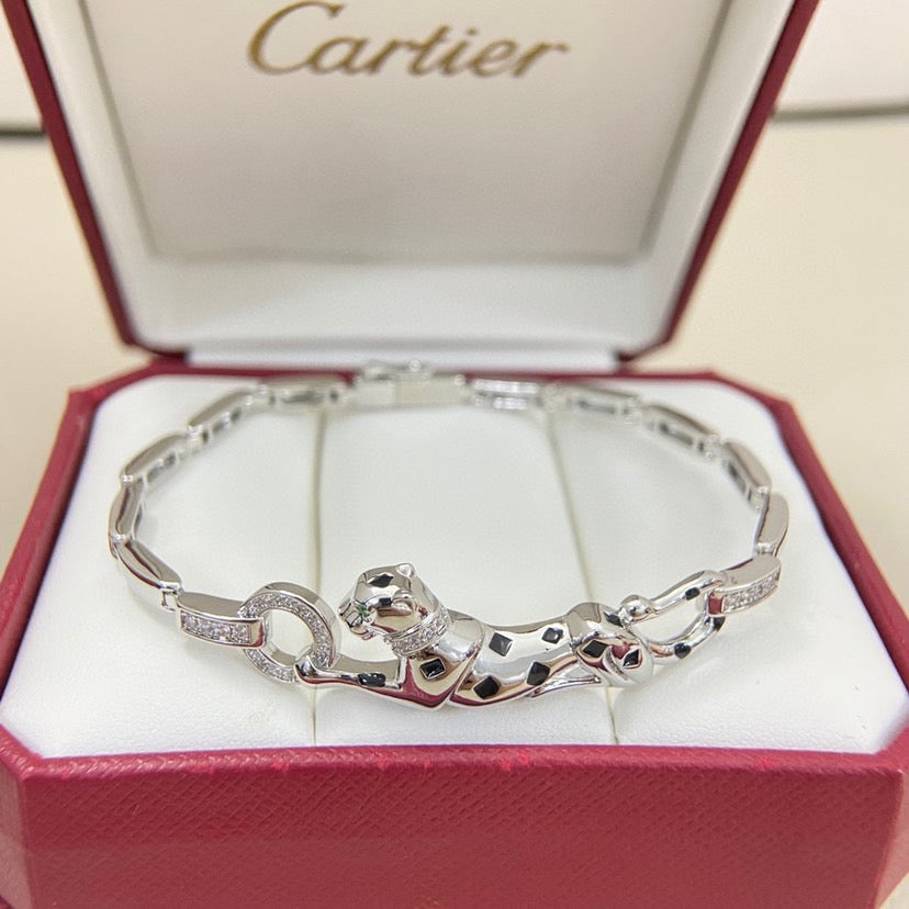 [⭐Aura]PANTHERE HALF DIAMOND ON CHAIN BRACELET