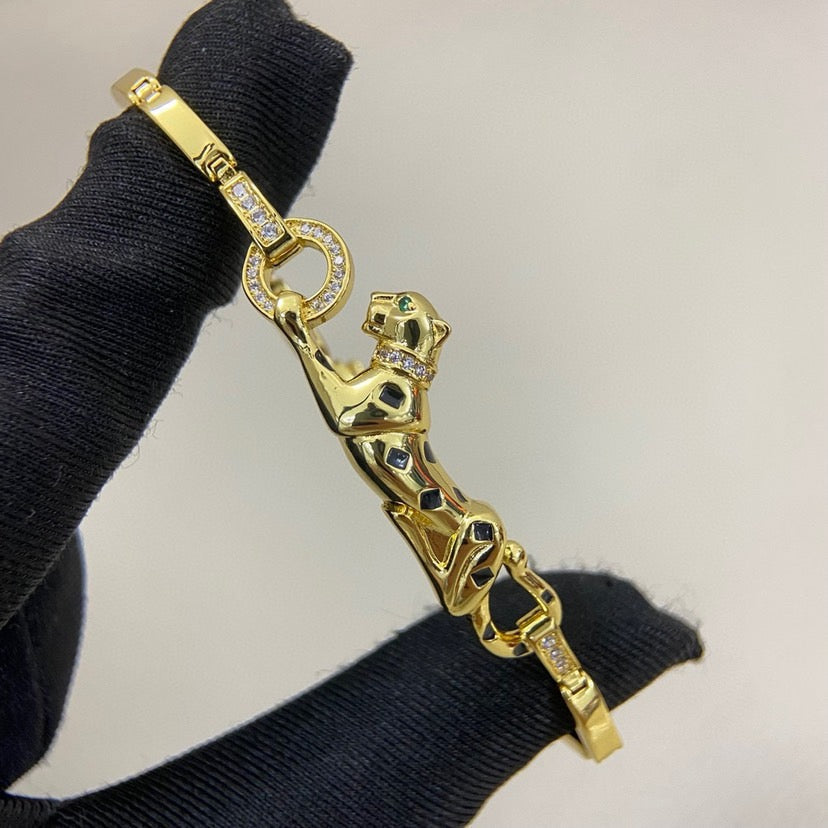 [⭐Aura]PANTHERE HALF DIAMOND ON CHAIN BRACELET