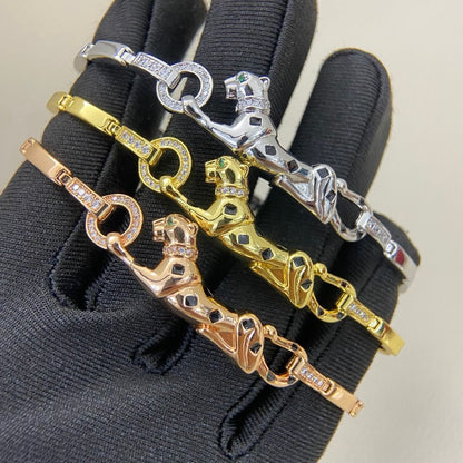 [⭐Aura]PANTHERE HALF DIAMOND ON CHAIN BRACELET
