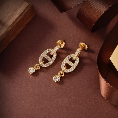 [⭐Aura]HM CHAINE DIAMOND EARRINGS