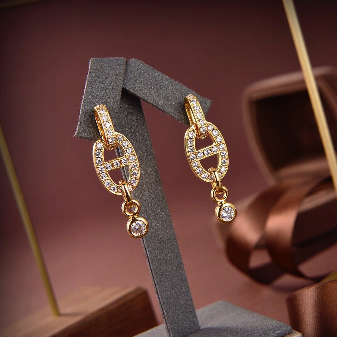[⭐Aura]HM CHAINE DIAMOND EARRINGS