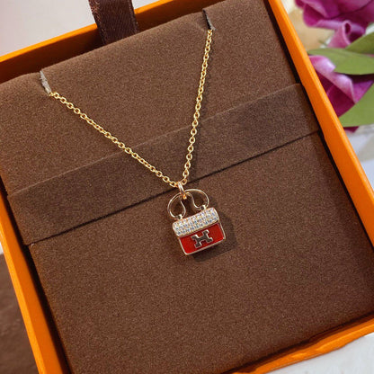 [⭐Aura]CONSTANCE RED PEDANT PINK GOLD NECKLACE