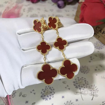 [⭐Aura]CLOVER 3 MOTIF CARNELIAN DROP EARRINGS