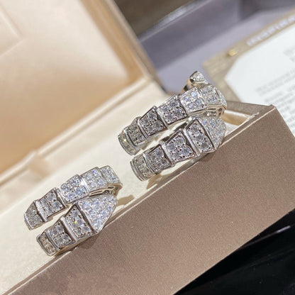 [⭐Aura]SERPENTI DOUBLE RING SILVER DIAMOND PAVED