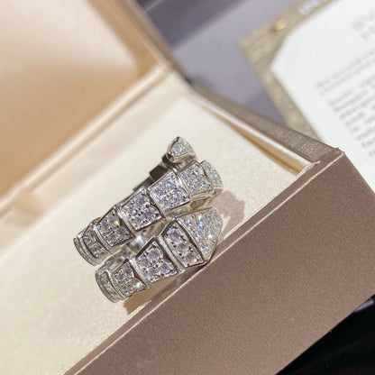 [⭐Aura]SERPENTI DOUBLE RING SILVER DIAMOND PAVED