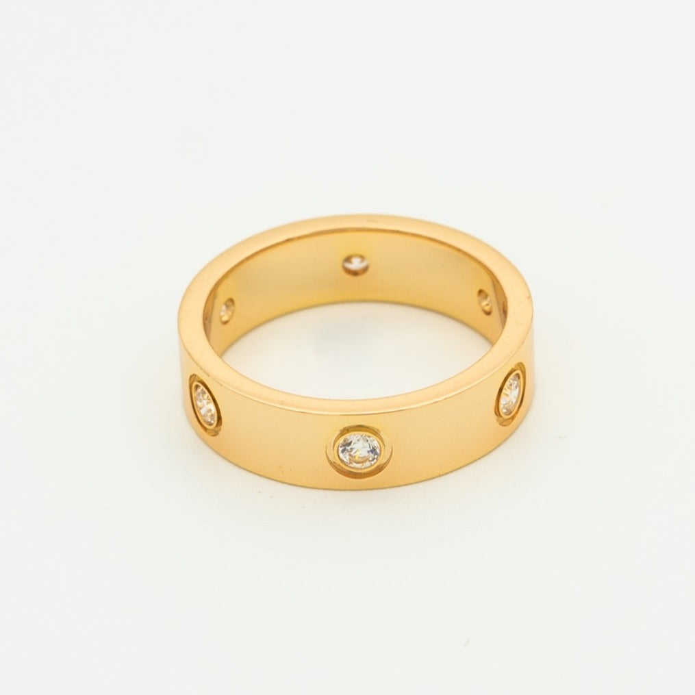 [⭐Aura]LOVE RING 5.5MM 6 DIAMONDS PINK GOLD