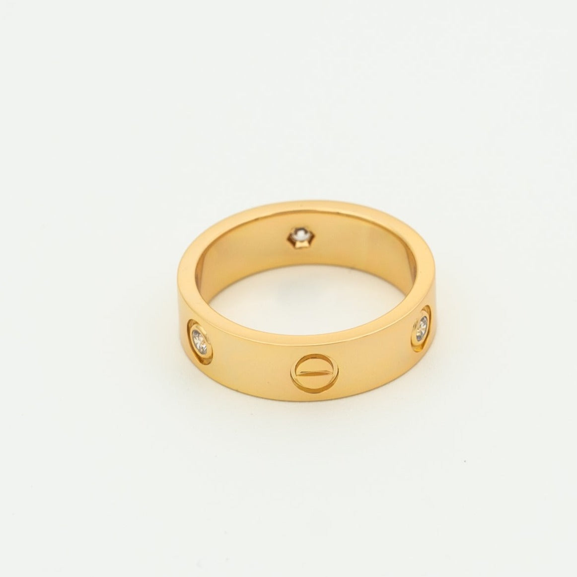 [⭐Aura]LOVE RING 5.5MM 3 DIAMONDS PINK GOLD