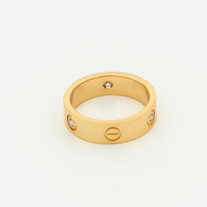 [⭐Aura]LOVE RING 5.5MM 3 DIAMONDS PINK GOLD
