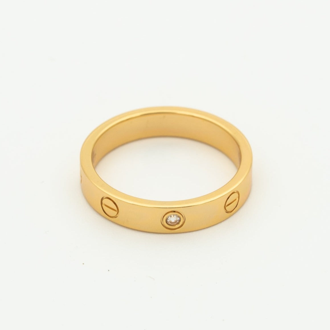 [⭐Aura]LOVE RING 4MM 1 DIAMOND PINK GOLD