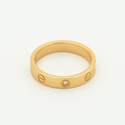[⭐Aura]LOVE RING 4MM 1 DIAMOND PINK GOLD