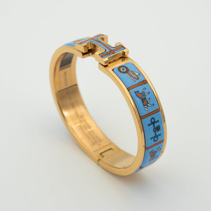 [⭐Aura]H PINK GOLD BRACELET BLUE CERAMIC