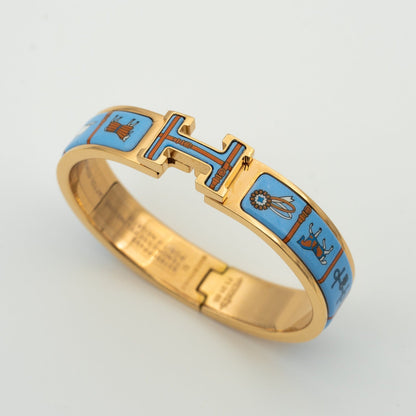 [⭐Aura]H PINK GOLD BRACELET BLUE CERAMIC