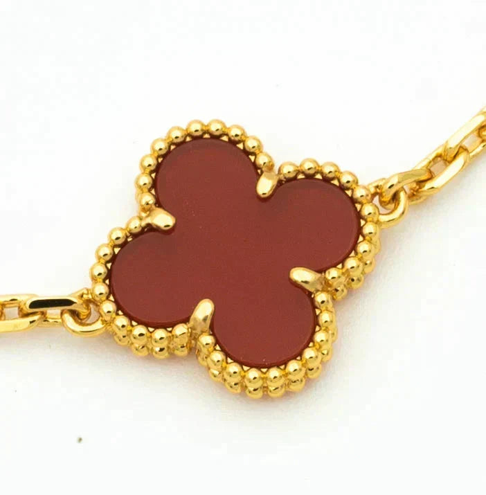 [⭐Aura] CLOVER 5 MOTIF RED CORNELIAN BRACELET COLLECTION