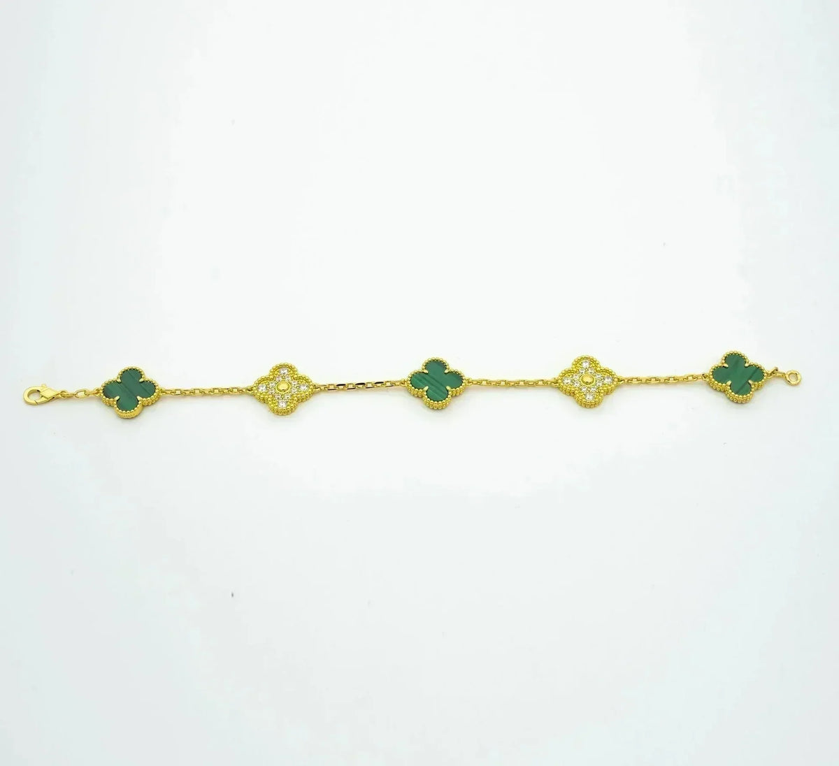 [⭐Aura] CLOVER 5 MOTIF MALACHITE BRACELET COLLECTION