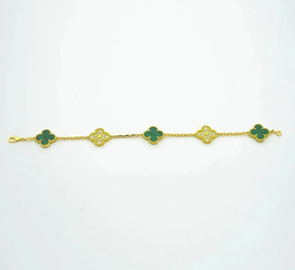 [⭐Aura] CLOVER 5 MOTIF MALACHITE BRACELET COLLECTION