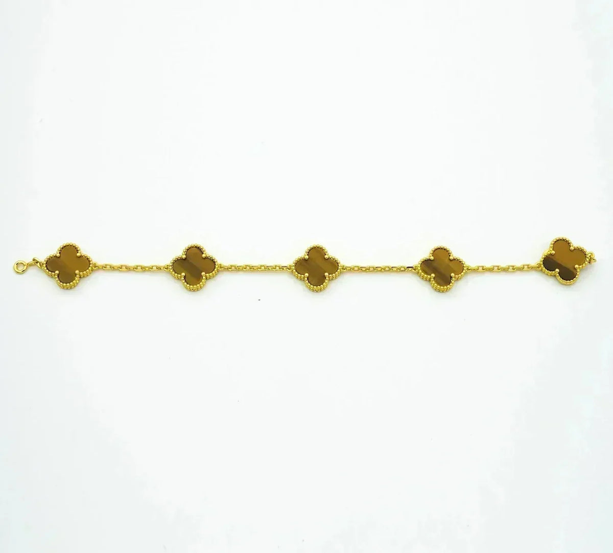 [⭐Aura] CLOVER 5 MOTIFS TIGER EYE BRACELET COLLECTION