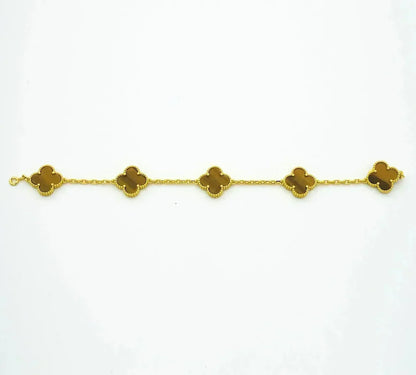 [⭐Aura] CLOVER 5 MOTIFS TIGER EYE BRACELET COLLECTION