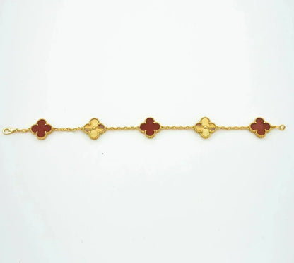 [⭐Aura] CLOVER 5 MOTIF RED CORNELIAN BRACELET COLLECTION