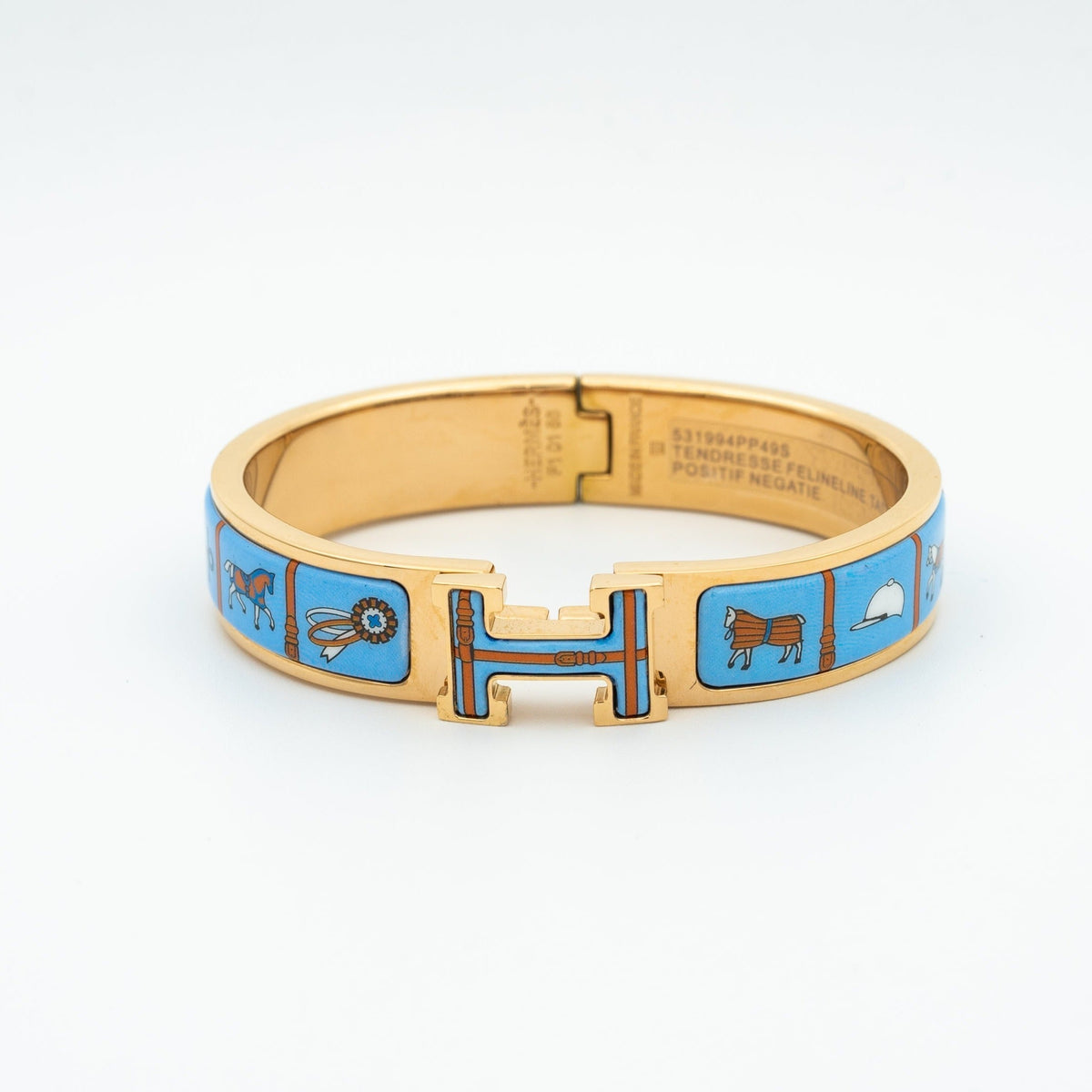 [⭐Aura]H PINK GOLD BRACELET BLUE CERAMIC