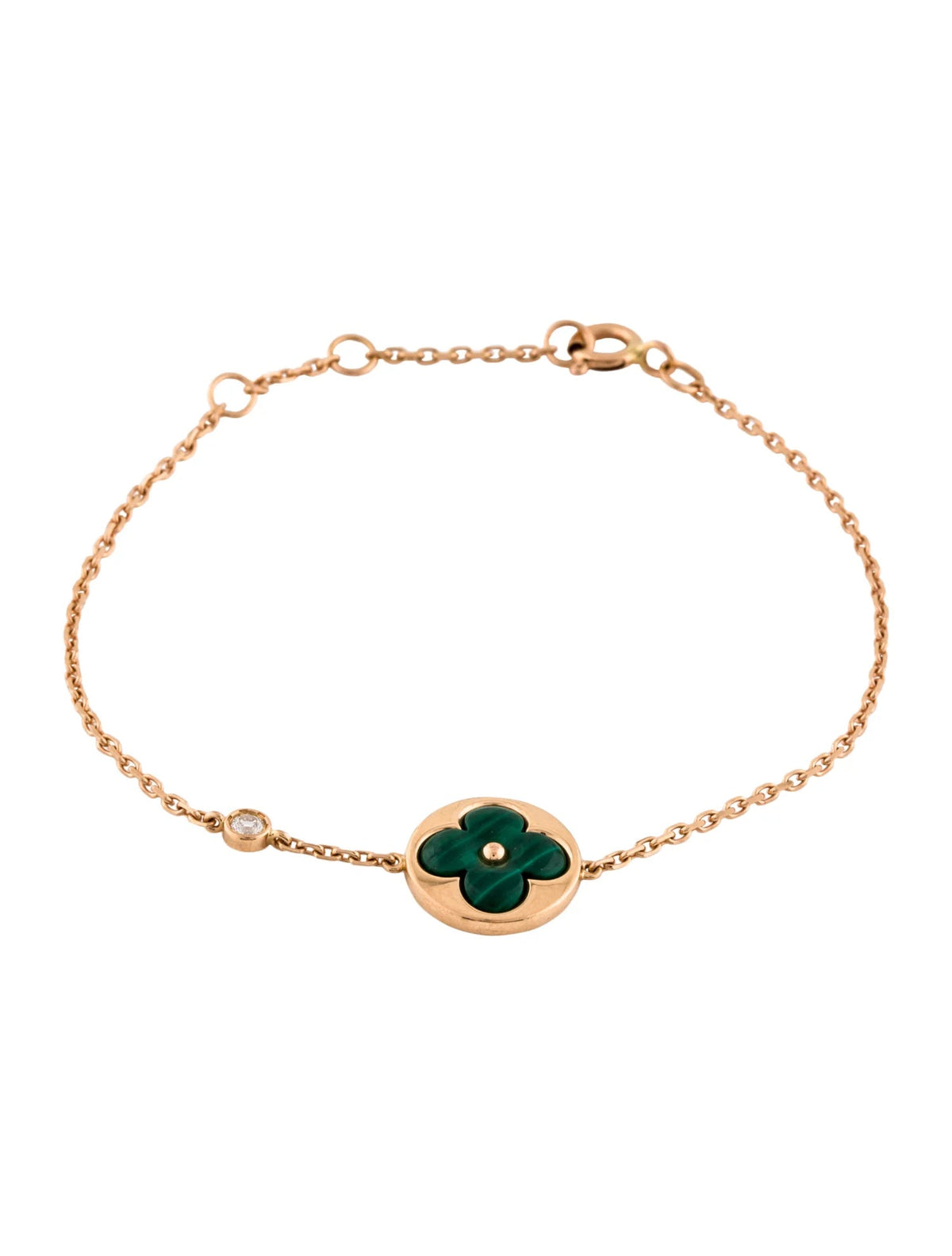 [⭐Aura]SUN MALACHITE 1 DIAMOND PINK GOLD BRACELET