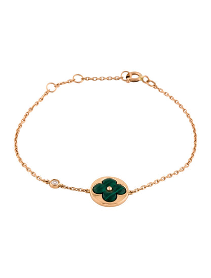 [⭐Aura]SUN MALACHITE 1 DIAMOND PINK GOLD BRACELET