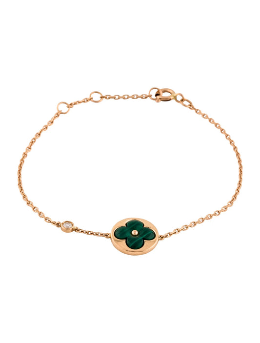 [⭐Aura]SUN MALACHITE 1 DIAMOND PINK GOLD BRACELET
