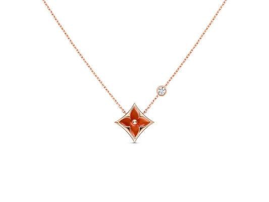 [⭐Aura]STAR NECKLACE PINK GOLD 1 DIAMOND