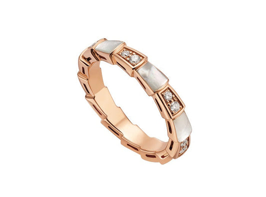 [⭐Aura]SERPENTI RING PINK GOLD DIAMOND MOP 3MM