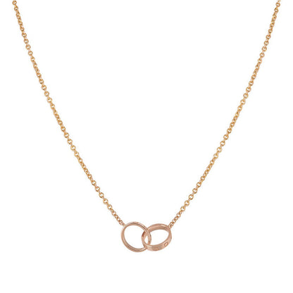 [⭐Aura]LOVE NECKLACE DOUBLE RING PINK GOLD