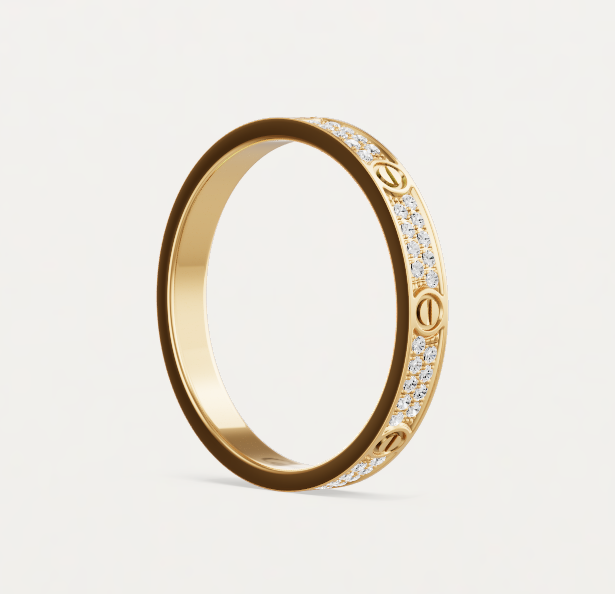 [⭐Aura]LOVE RING 2.6mm-wide full-diamond ring Gold